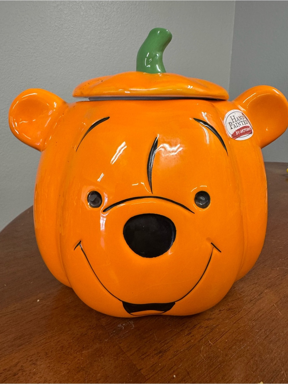 Hand-Painted Orange Pumpkin Disney Ceramic Canister Winnie the Pooh